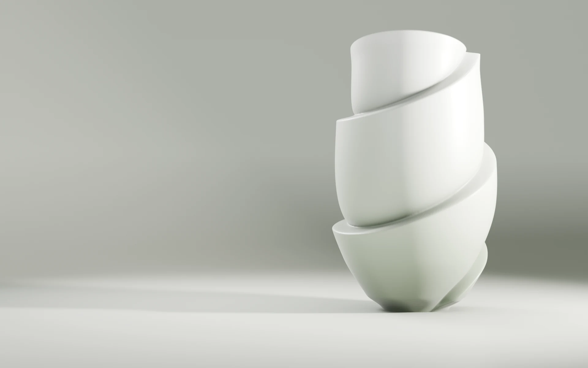 Swirl Wrap Vase — Strata sage finish, printed matte ceramic