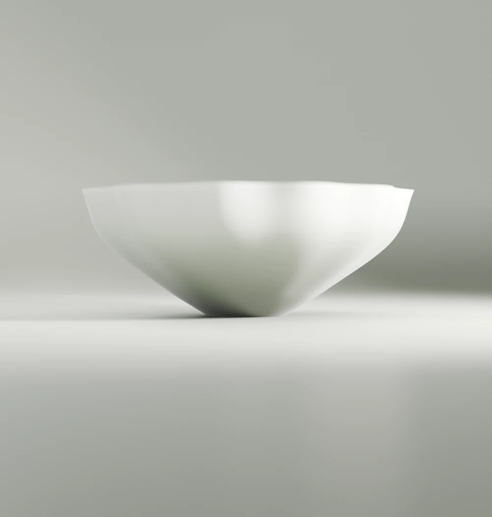 Ripple Bowl — studio portrait, matte cloud print