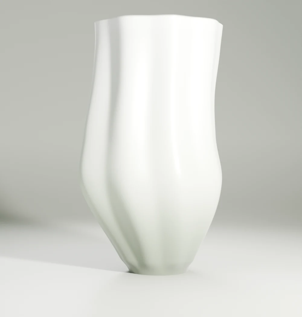 Liquid Dune Vase — Strata sage finish, studio portrait